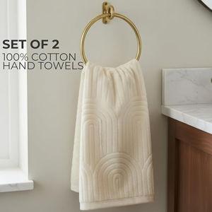 KIBAGA Decorative Hand Towels for Your Bathroom Or Kitchen – Luxurious Set of 2 Soft Boho Cotton Towels are Absorbent, Lightweight & Dry Quickly - Perfect to Elevate Any Bath Decoration at Home