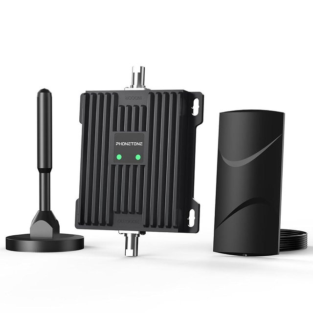 Vehicle Cell Phone Signal Booster for Car, SUV and Truck | Boosts 5G 4G LTE Data & Volte on Band 12/13/17 | Omni-Directional Roof Antenna Easy Installation | FCC Approved