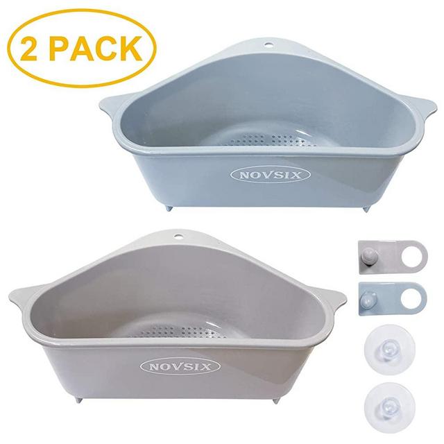 Triangular Sink Storage Holder Drain Shelf with Suction Cup Kitchen Sink Corner Hanging Basket Shelf Sink Basket For Kitchen Bathroom