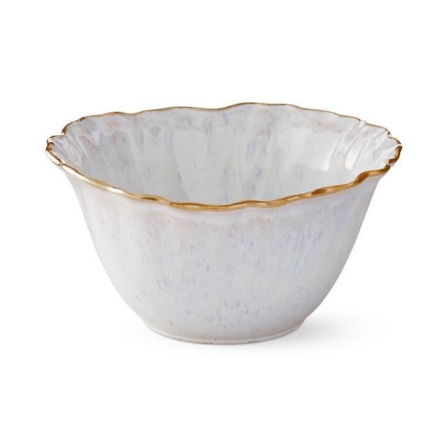 Ruffled Gold Rim Cereal Bowls, Set of 4