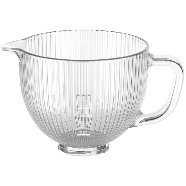 InnoMoon Glass Mixer Bowl for KitchenAid Stand Mixers, 5Qt Mixing Bowl Replacement for Kitchen Aid 4.5-5Quart Tilt-Head Stand Mixers with Handle & Clear Measurement Markings