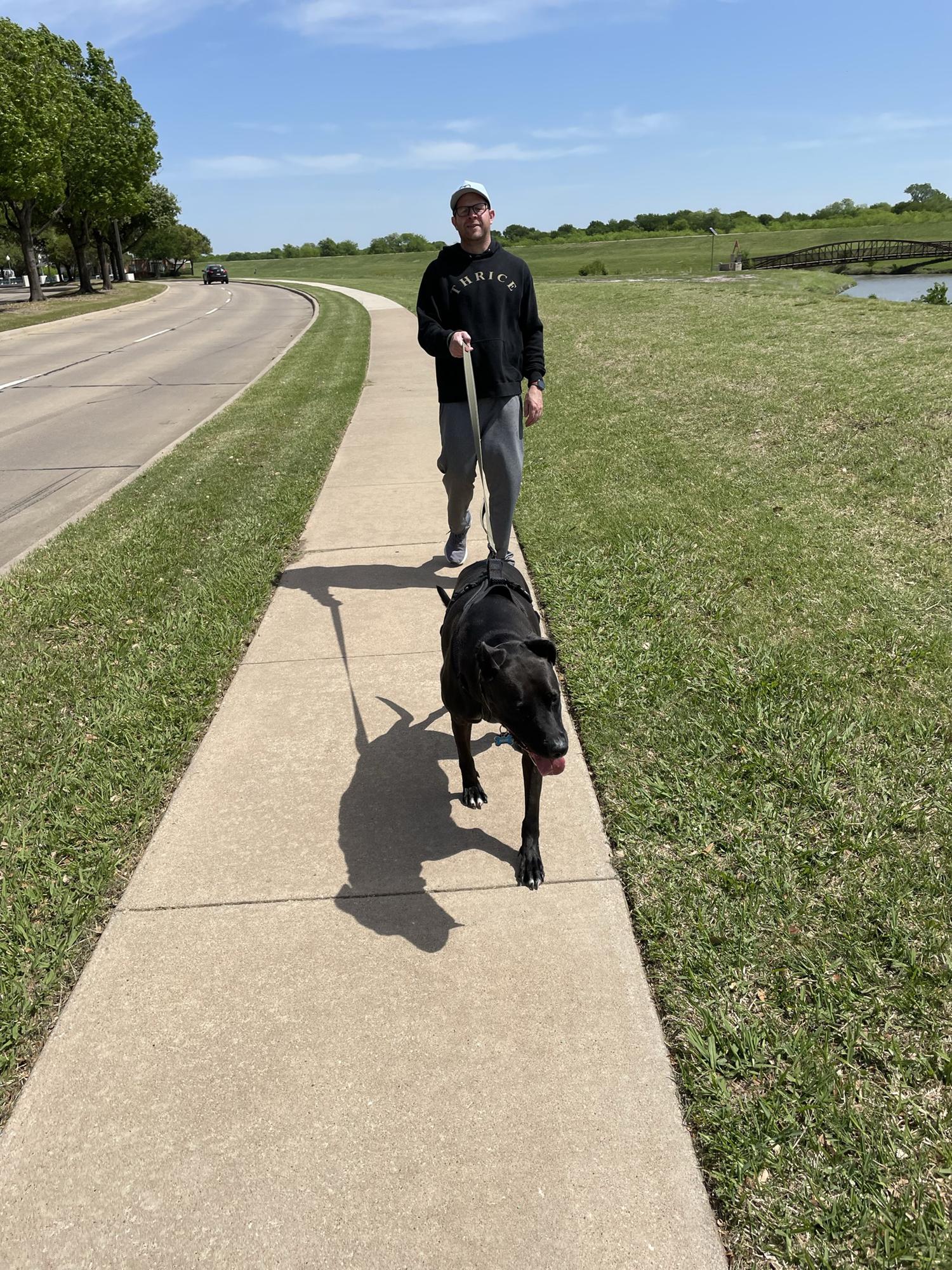 Papa Duke walking Duke