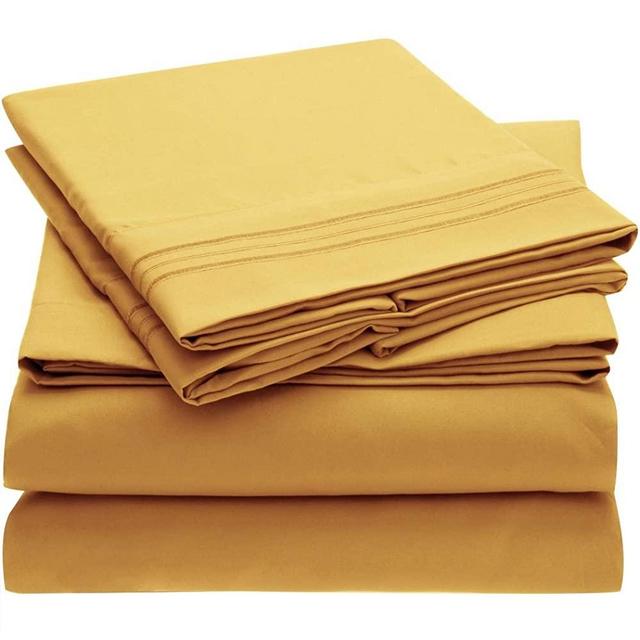 Mellanni Bed Sheet Set - Brushed Microfiber 1800 Bedding - Wrinkle, Fade, Stain Resistant - 4 Piece (King, Yellow)