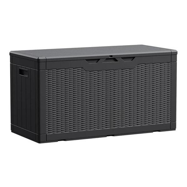 Devoko 100 Gallon Waterproof Large Resin Deck Box Indoor Outdoor Lockable Storage Container for Patio Furniture Cushions Garden Tools (100 Gallon, Black)