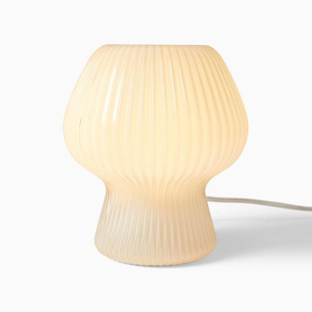 Ribbed Glass Table Lamp, Champagne, 9"
