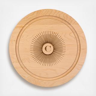 Round Sunburst Monogram Maple Cutting Board