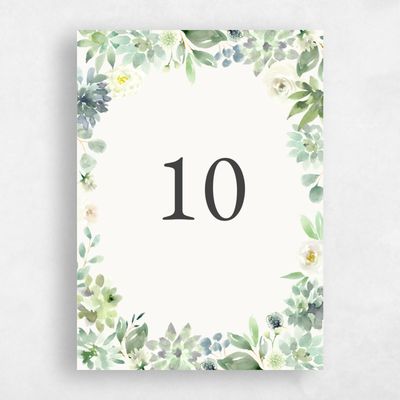 Green Wedding Table Number - Cricket