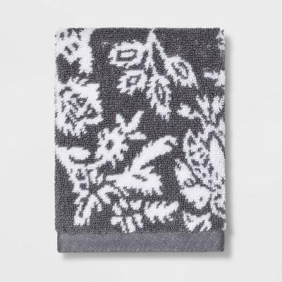 Performance Washcloth Radiant Gray Floral - Threshold™