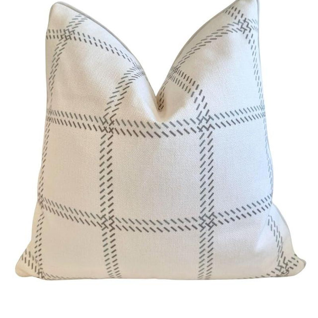 Jillien Harbor The Elliot Patterned Throw Pillow Cover – Checkered Pillow Print Polycotton Designer Accent for Farmhouse Decor, Decorative Pillow Cover, Fits 20 Inch Insert, 18 x 18 Inches, Brown
