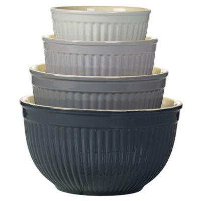 Denmark 4-Piece Ceramic Mixing Bowl Set in Grey
