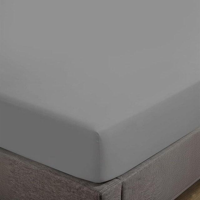 Feather & Stitch Fitted Bottom Sheet Only King Size 500 TC-1 Piece 100% Cotton Sateen Weave Soft, Cooling, Hotel Luxury and Stretchable Elastic Sheets for Mattress 18'' Deep Pocket (Charcoal Slate)