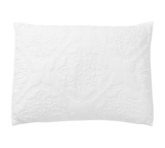 Medallion Washed Cotton Sham, Standard, White