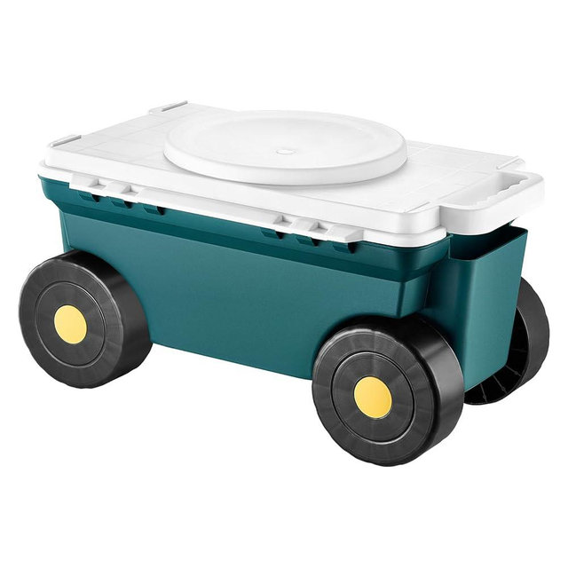 VEVOR Garden Scooter with Seat, 2 in 1 Rolling Garden Cart with Storage Bin, Supports up to 227 lbs, Outdoor Wagon with Handle, Lightweight Storage Gardening Stool for Yard Weeding Planting