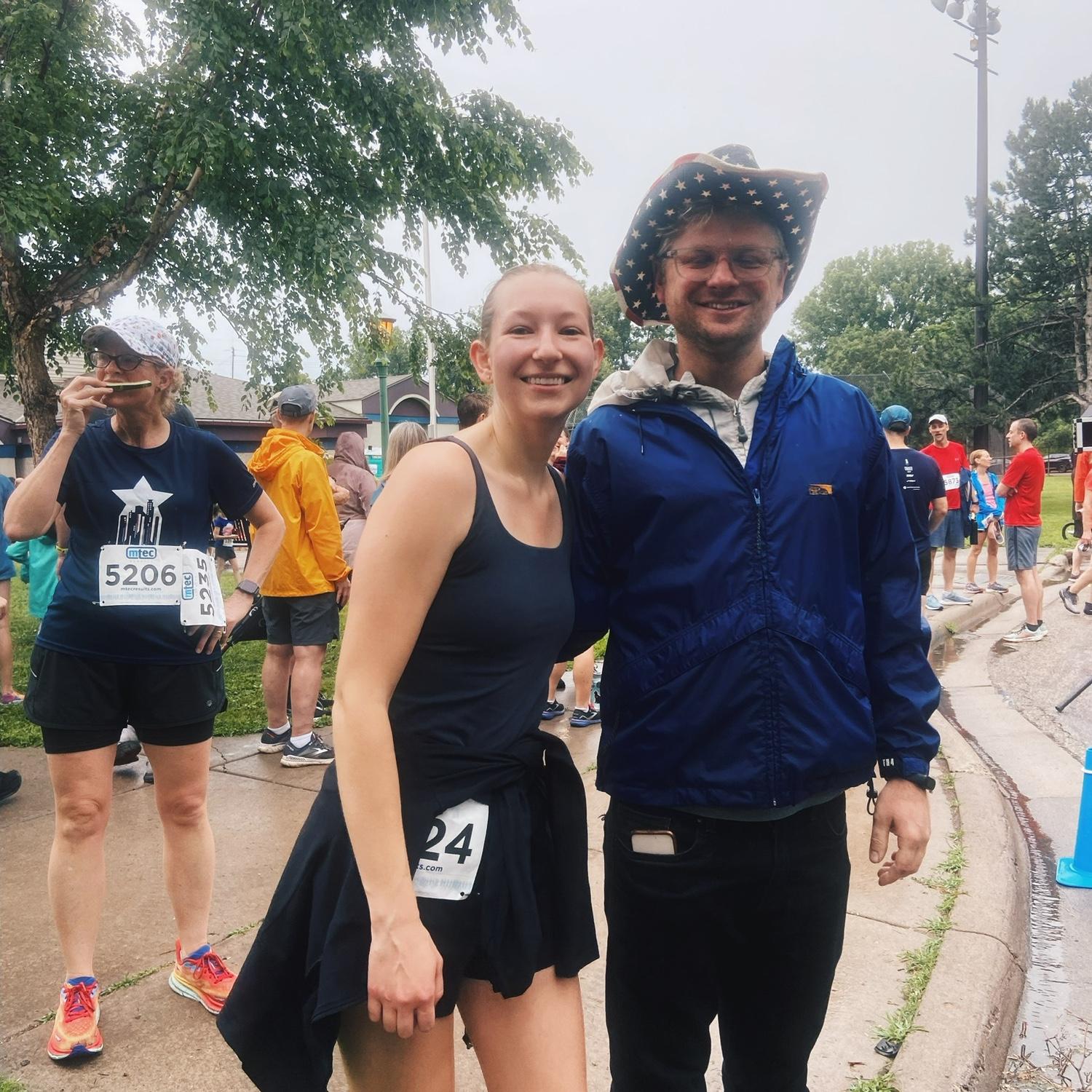 4th of July 5k last year. Karl was a great cheerleader!