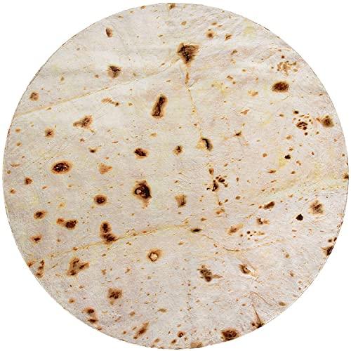 CASOFU Burritos Blanket, Giant Flour Tortilla Throw Blanket, Novelty Tortilla Blanket for Your Family, Soft and Comfortable Flannel Taco Blanket for Adults. (Burrito-a, 71 inches)