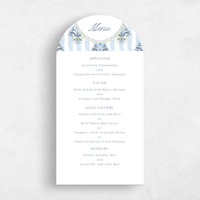 Blue Arch Wedding Menu - Clematide
