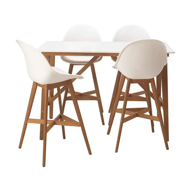 Ikea Fanbynbar table and 4 bar stools, white/white