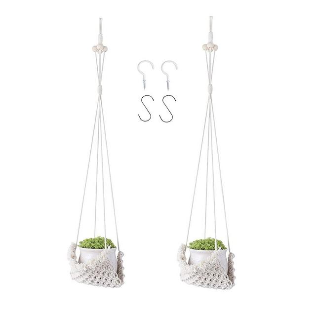 Bird&Fish Plant Hanger,Handmade Cotton Hanging Planter, Indoor Macrame Plant Holders Outdoor Hanging Planters, Basket Flower Pots Holder Stand with Hooks Boho Home Decor