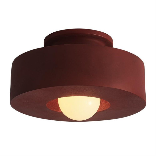 Xinmeiyue Nordic Minimalist Flush Mount Ceiling Light Fixture - Mid Century Modern LED Lamp for Kitchen, Bedroom, Corridor, and Living Room(Brick Red)