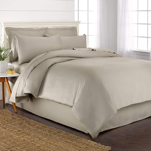 Pure Bamboo King Duvet Cover 3 Piece Set, Genuine 100% Organic Viscose Derived from Bamboo, Luxuriously Soft and Cooling, includes 2 Pillowcases (King, Sand)