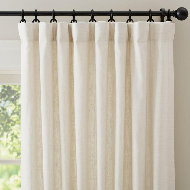 Emery Linen/Cotton Rod Pocket Curtain, 100 x 96", Ivory