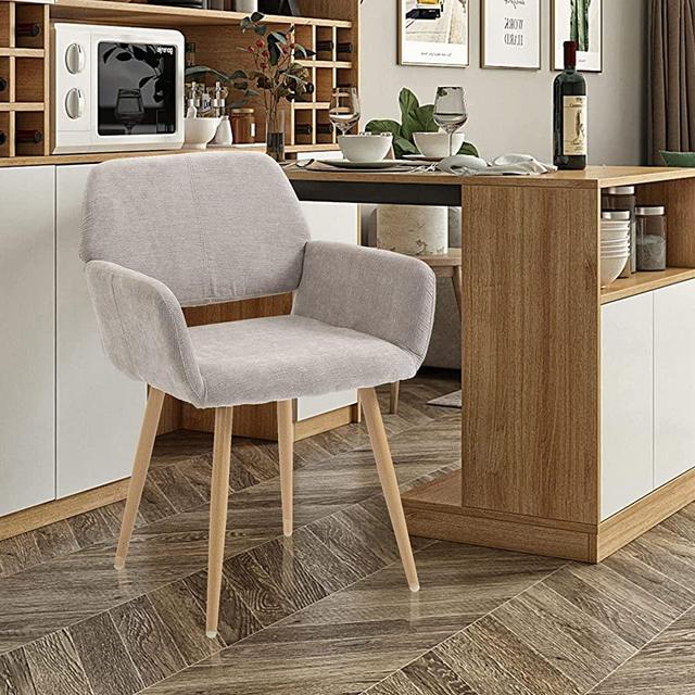 HomVent Fabric Makeup Desk Chair Vanity Chair,Modern Home Office Chair with Arms and Wood Painting Metal Leg for Bedroom Living Room Vanity Dining Room