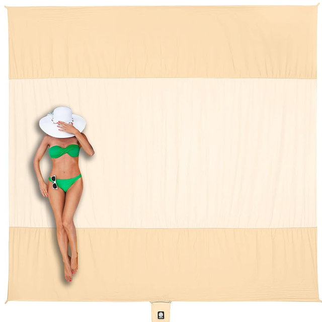WEKAPO Beach Blanket Sandproof Waterproof, Extra Large Beach Mat, Oversized & Compact Sand Free, Quick Drying Beach Essentials for Vacation, Cruise, Picnic & Camping with Stakes