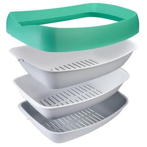 Luuup Litter Box - 3 Sifting Tray Cat Litter Box is Antimicrobial and Easy to Clean with Non-Stick Coating - Stylish, High-Sided Design with Spill Guard (15.4"x20.2"x7.5")