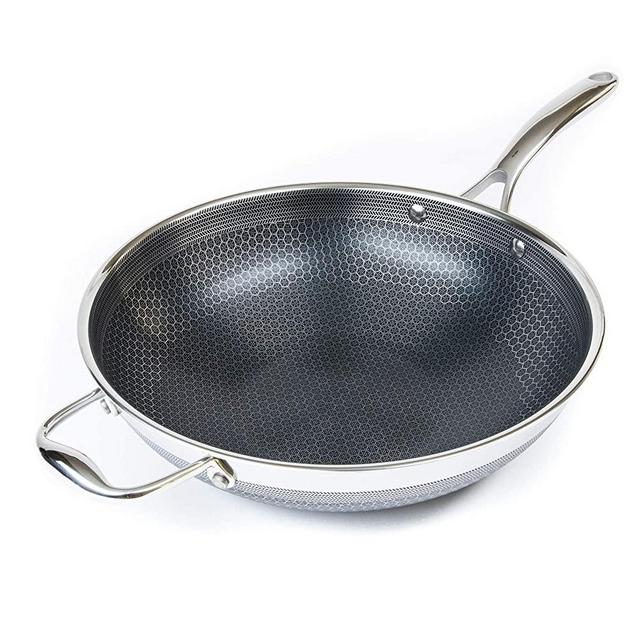 Hexclad Hybrid Nonstick Cookware 12" Wok, PFOA Free, Metal Utensil Safe, Induction Ready