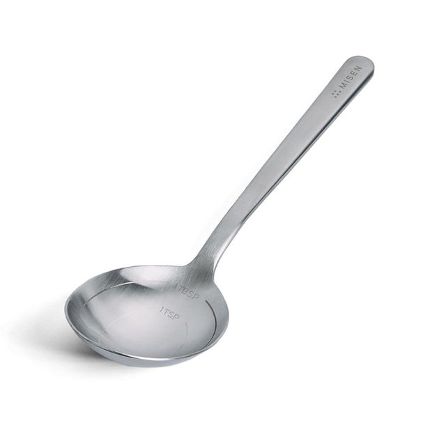 Misen Measuring Chef Spoon – Stainless Steel Cooking Spoon with Engraved Tablespoon Teaspoon and Milliliter Markings for Precise Measuring Mixing Sauces Dressings Marinades and Cooking Prep
