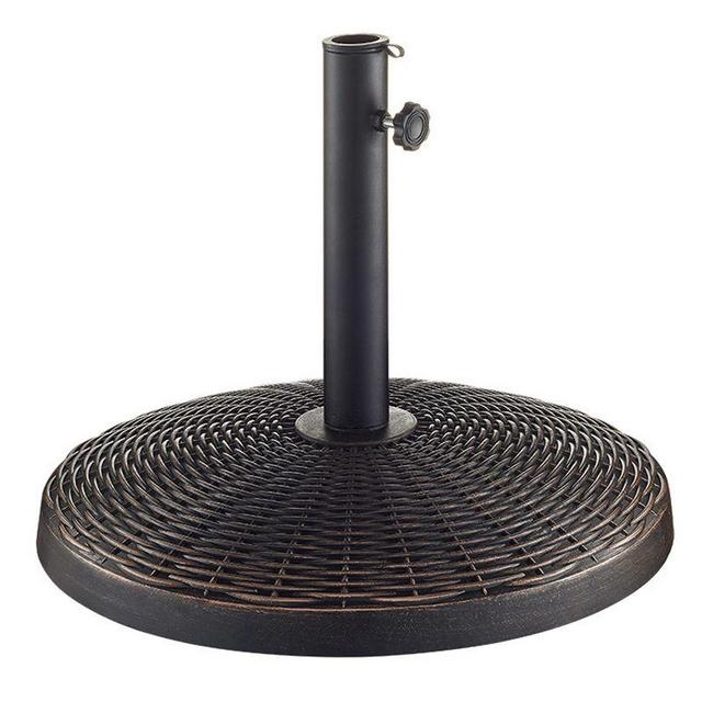 Round Polyresin Wicker Style Umbrella Base- Antique Bronze - Saracina Home