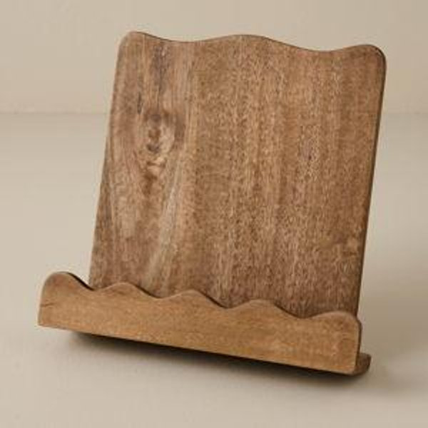 Antiqued Wood Scalloped Cookbook Holder