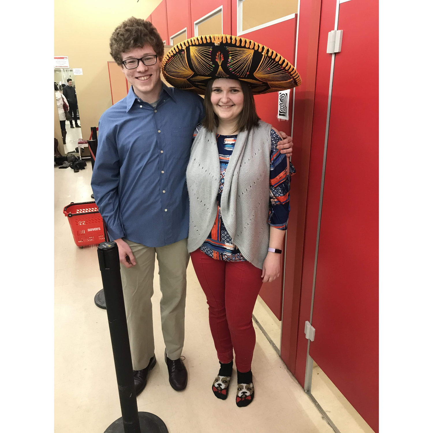 Our first Valentine's Day together, we went to Savers and picked out outfits for each other. Somehow, we ended up looking like a Spanish teacher and a Physics teacher...