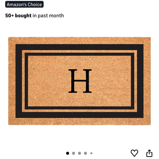 Calloway Mills 152962436H Black Border 24" x 36" Monogram Doormat, (Letter H)