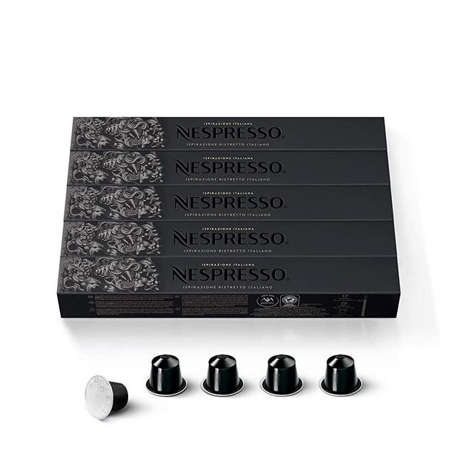 Nespresso Capsules OriginalLine, Ispirazione Ristretto Italiano, Dark Roast Espresso Coffee, 50 Count Espresso Coffee Pods, Brews 1.35oz