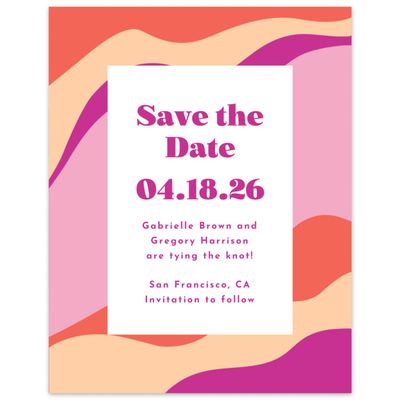 Fuchsia, Pink Wedding Digital Save the Date - Laula Portrait