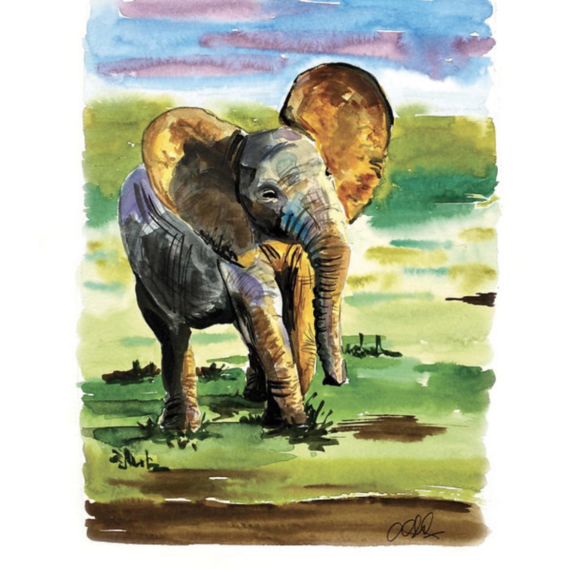 Baby Elephant/AUDREY SHANTZ ART 8x10