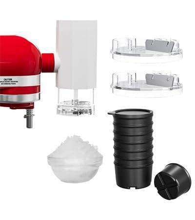 Shaved Ice Attachment for KitchenAid Stand Mixer, Snow Cone Attachment for KitchenAid with 8 Ice Molds, Stainless Steel Blade Ice Shaver Attachment for Kitchen Aid Mixer Accessory
