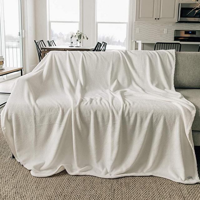 Graced Soft Luxuries Throw Blanket Fleece Minky Microfiber Soft Throw (Ivory, XL Throw | Twin Size 60" x 80")