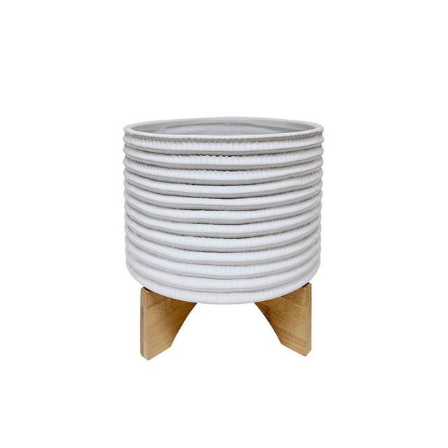 11" Textured Planter with Stand White - Sagebrook Home