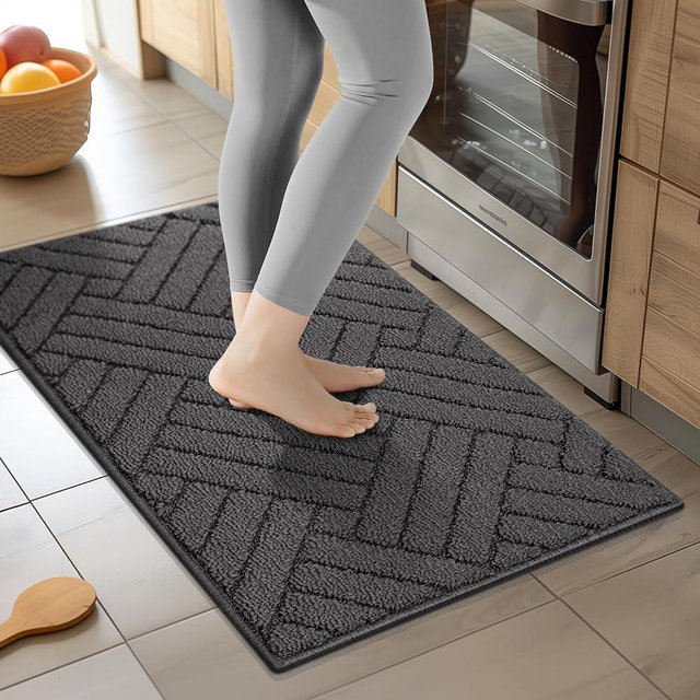 Kitchen Rugs and Mats for Floor, Kitchen Runner Rug Non Skid Absorbent Resist Dirt Comfort Standing Mat for Entryway,Hallway, Front of Sink,Machine Washable,20"x31.5",Charcoal