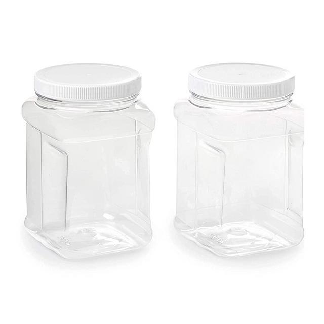 Half Gallon Plastic Jar with Airtight Leakproof Plastic Lid - Food Safe - Use for Sun Tea, Fermentation, Food Storage - 1790, 2 Jars