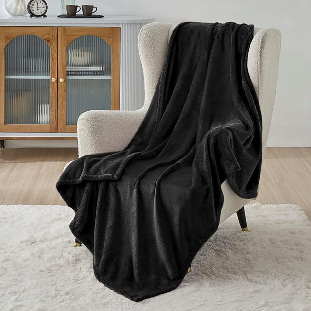 Bedsure Black Fleece Blanket 50x70 Blanket Linen - 300GSM Soft Lightweight Plush Cozy Blankets for Bed, Sofa, Couch, Travel, Camping