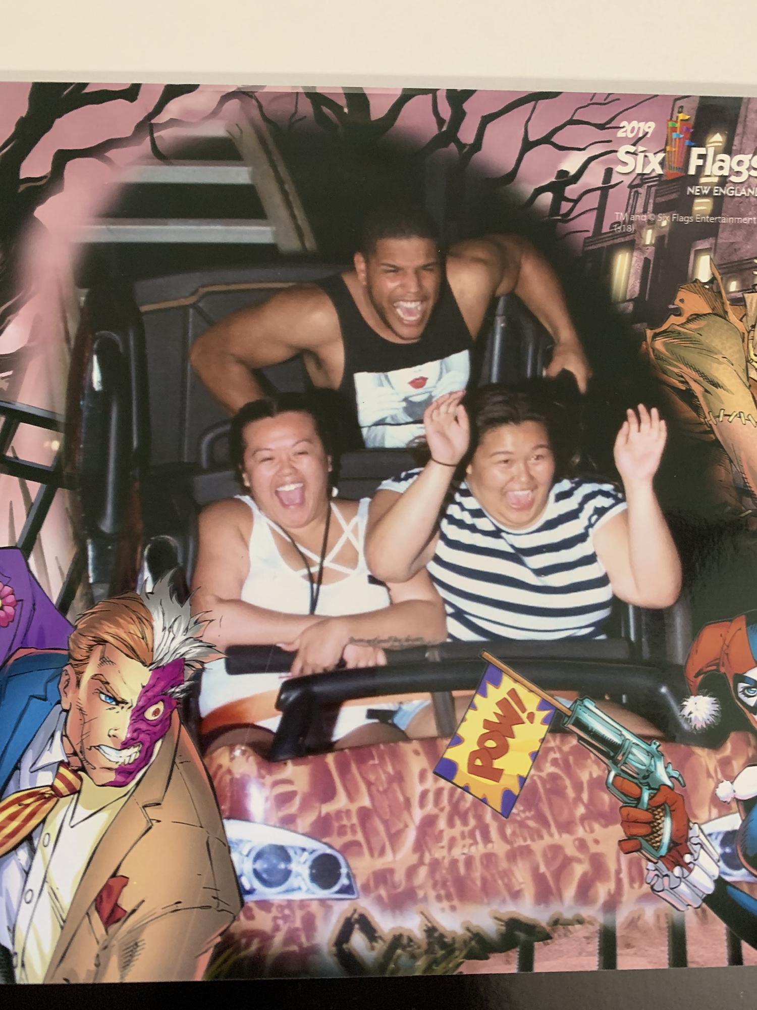 Our first picture on a roller coaster 😂