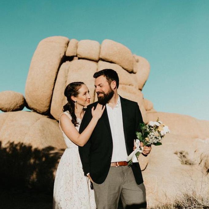 Right after saying "I do" at our Joshua Tree Elopment, December 30, 2018.