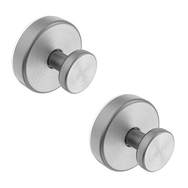 Bntuk Suction Cup Hooks for Shower, Removable Towel Hooks for Bathroom Window Glass Door Wall, Bath Robe Looafh Hook for Hanging - 2 Pack, Silver