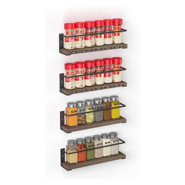 4-Pack Spice Rack Organizer Wall Mount with 415 Labels - SpaceAid.