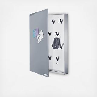 Velio Vertical Glass Magnet Board with Hook Organizer