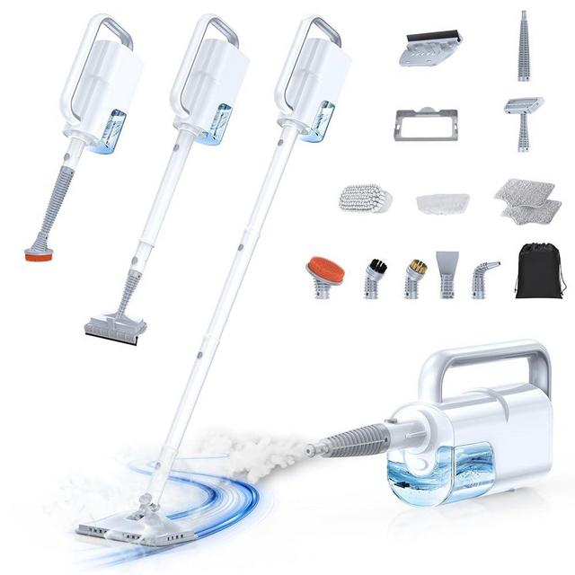 LABIGO 10-in-1 Steam Mop with Detachable Handheld Steamer, 350ml Tank, 10s Heat-Up, 248°F Steam Cleaner, 2-Level Control and Swivel Head for Floors, Carpets, Tiles - Lightweight and Multi-Surface