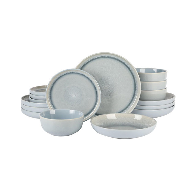 Gibson Elite Juno Moon Double Bowl Reactive 16 Piece Dinnerware Set, Service for 4